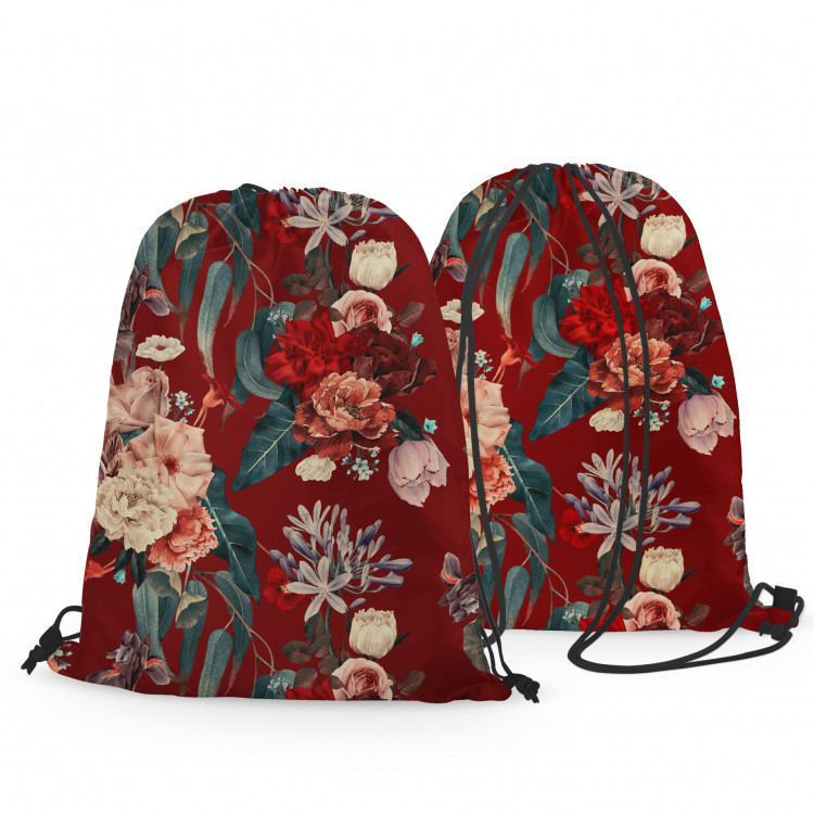 Worek plecak Szlachetny bukiet - kompozycja kwiatów na burgundowym tle 147388 additionalImage 3