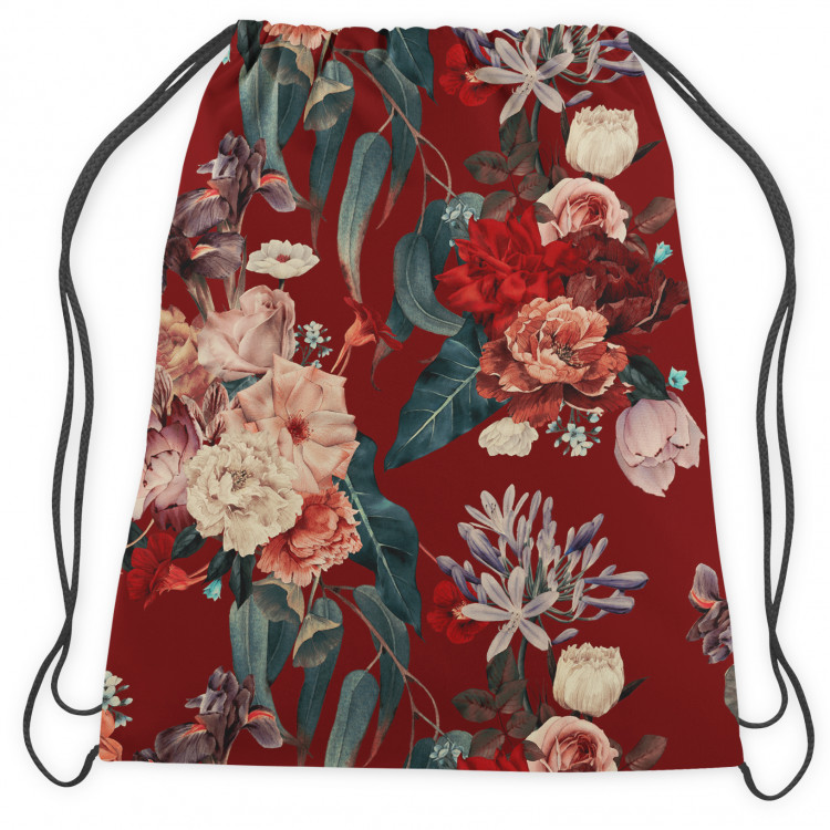 Worek plecak Szlachetny bukiet - kompozycja kwiatów na burgundowym tle 147388 additionalImage 2