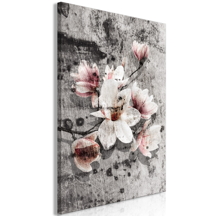 Obraz Kwiaty w szarości (1-częściowy) - magnolie w rustykalnym świetle 115198 additionalImage 2