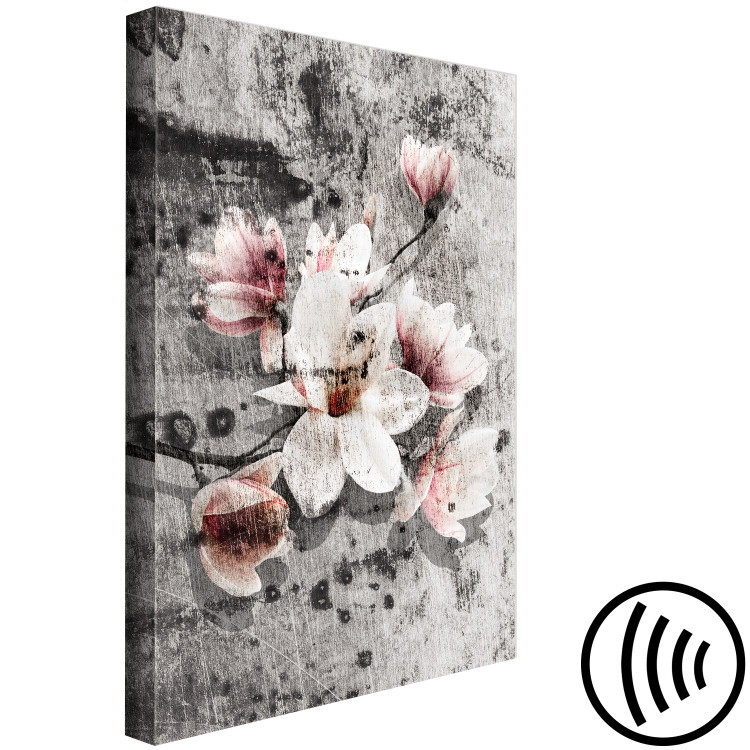 Obraz Kwiaty w szarości (1-częściowy) - magnolie w rustykalnym świetle 115198 additionalImage 6