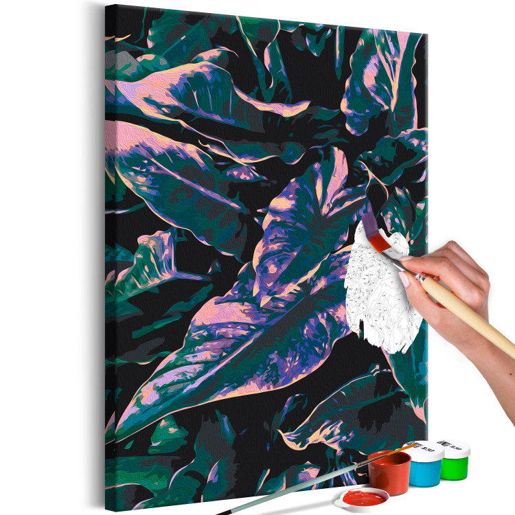 Obraz do malowania po numerach Tajemnicza roślina - ciemne liście w kolorach fioletowym i turkusowym 146209 additionalImage 6