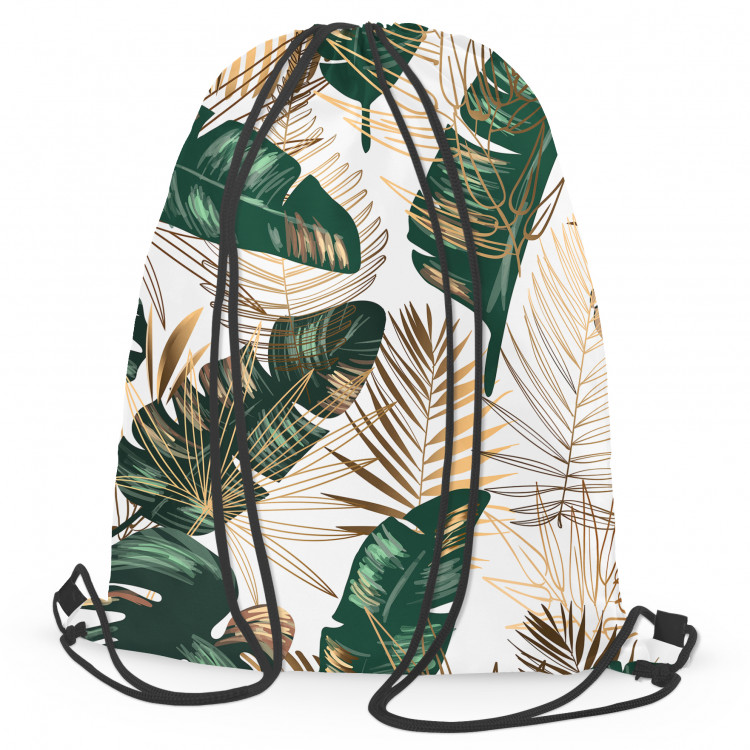 Worek plecak Elegancja liści – kompozycja utrzymana w odcieniach zieleni i złota 147609