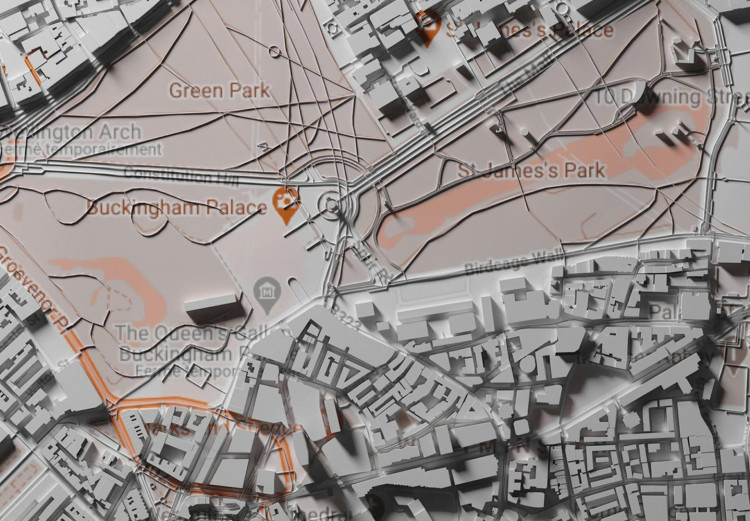 Obraz Londyn 3D - zdjęcie makiety stolicy Anglii z zaznaczonymi lokacjami 134819 additionalImage 5