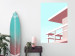 Plakat Wakacje na plaży - minimalistyczna różowa wieża ratownika na tle nieba 144119 additionalThumb 8