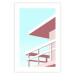 Plakat Wakacje na plaży - minimalistyczna różowa wieża ratownika na tle nieba 144119 additionalThumb 20
