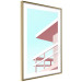 Plakat Wakacje na plaży - minimalistyczna różowa wieża ratownika na tle nieba 144119 additionalThumb 5