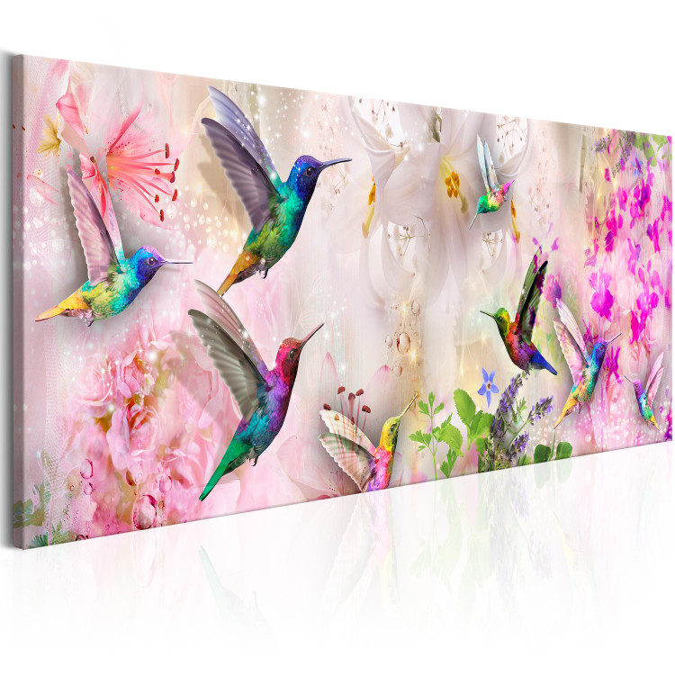 Obraz Kolorowe kolibry (1-częściowy) wąski 108029 additionalImage 2