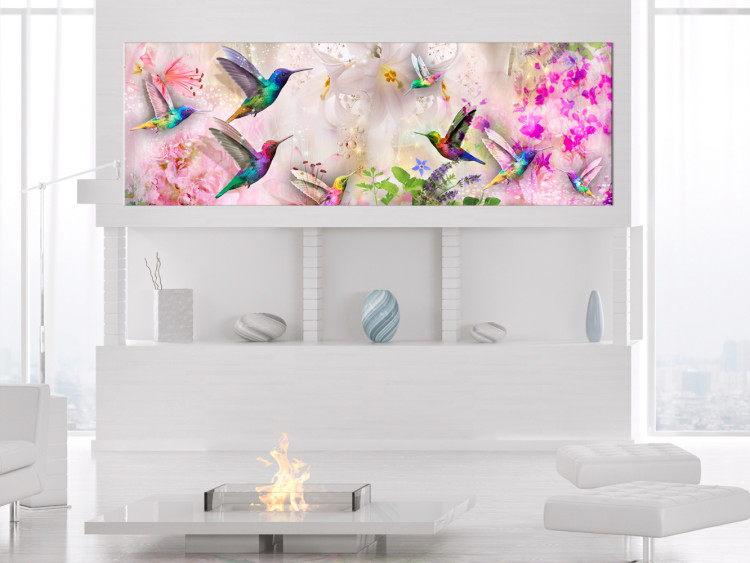 Obraz Kolorowe kolibry (1-częściowy) wąski 108029 additionalImage 3