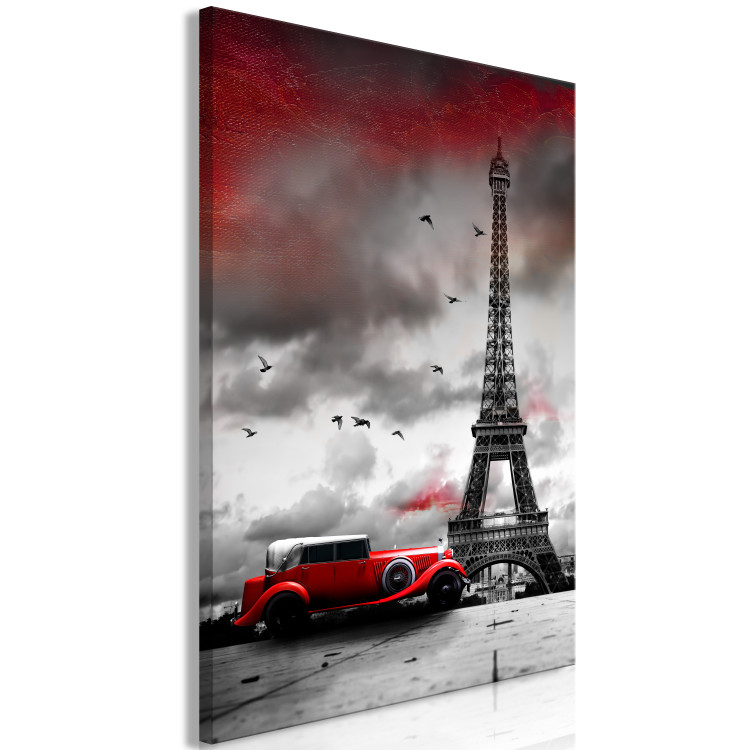 Obraz Czerwony samochód w Paryżu (1-częściowy) pionowy 113749 additionalImage 2