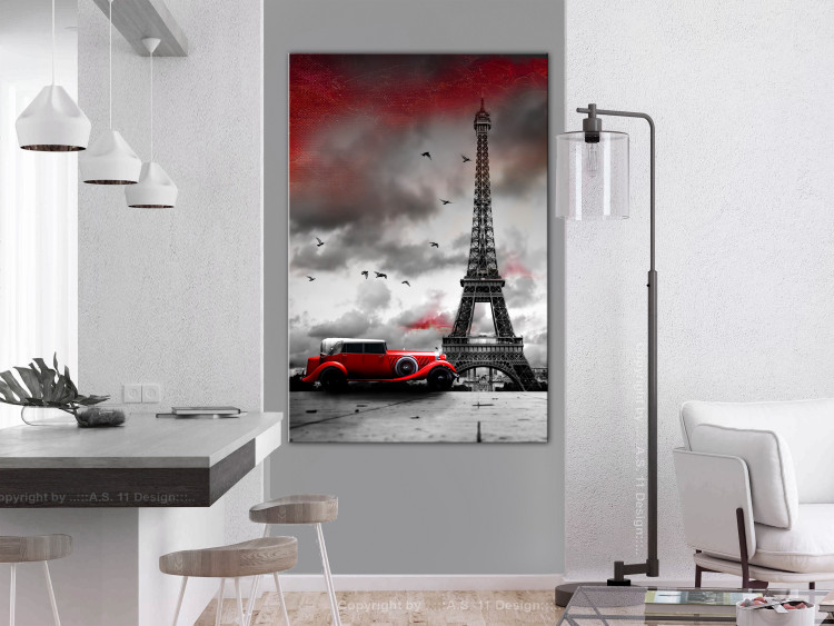 Obraz Czerwony samochód w Paryżu (1-częściowy) pionowy 113749 additionalImage 3