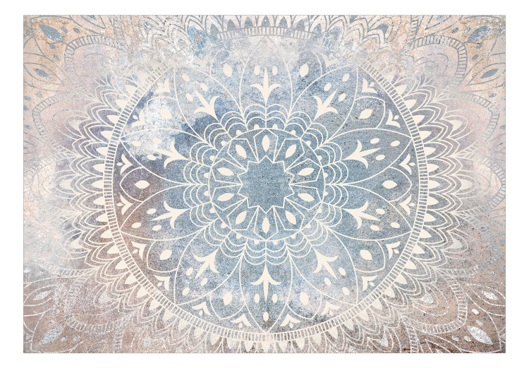Fototapeta Mandala - jasny ornament w kolorze kremowym na błękitnym tle 145149 additionalImage 1