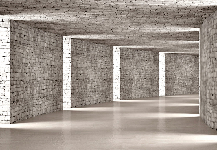 Fototapeta Tunel 3D - powiększająca wnętrze przestrzeń z dekoracyjnym kamieniem 146449 additionalImage 3