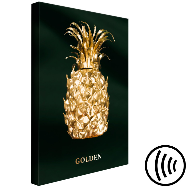 Obraz Ananas ze złota - owoc z napisem na tle butelkowej zieleni 135579 additionalImage 6