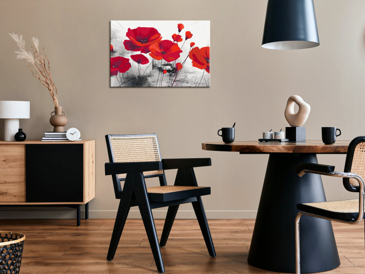 Obraz do malowania po numerach Czerwone maki - pole dojrzałych kwiatów na szarym tle 148879 additionalImage 2