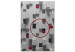 Obraz Czerwone kulki i szare bryły - trójwymiarowa abstrakcja z figurami 136089
