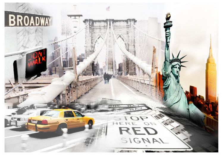 Fototapeta Ulice Nowego Jorku - miejska architektura ze Statuą wolności i mostem 60689 additionalImage 1