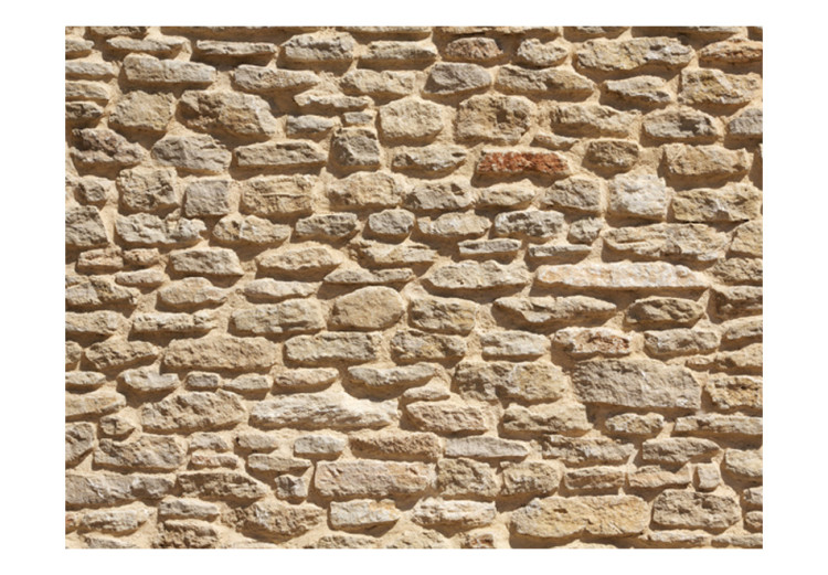 Fototapeta Stara kamienna ściana - deseń w mur z kamienia w kolorze piaskowym 60989 additionalImage 1