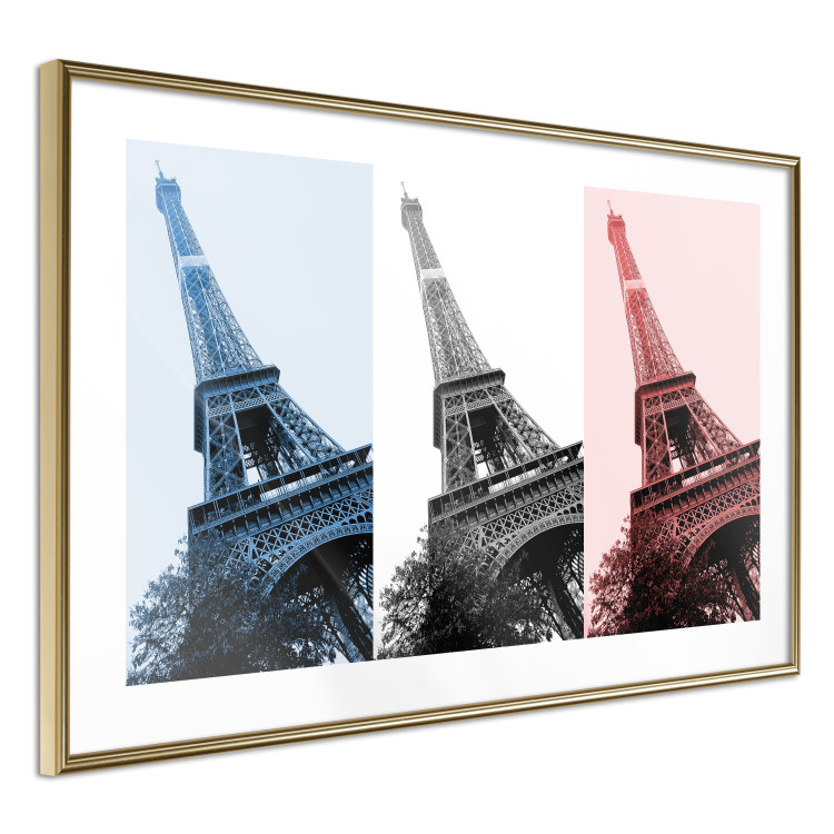 Plakat Paryski kolaż - trzy zdjęcia wieży Eiffla w narodowych barwach Francji 144799 additionalImage 9
