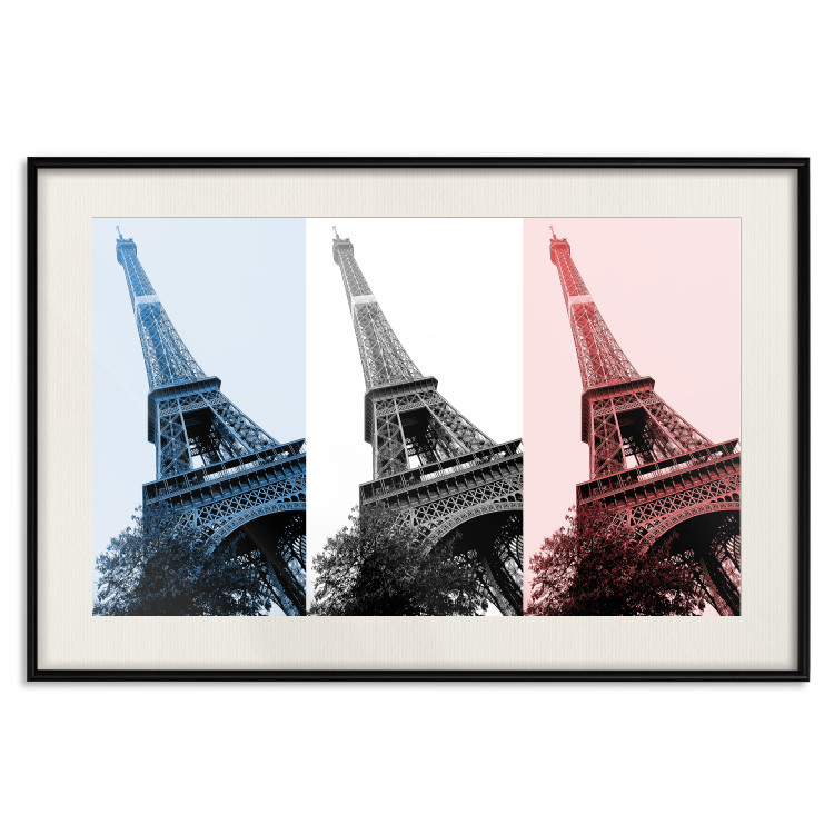 Plakat Paryski kolaż - trzy zdjęcia wieży Eiffla w narodowych barwach Francji 144799 additionalImage 26