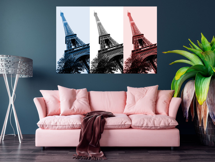 Plakat Paryski kolaż - trzy zdjęcia wieży Eiffla w narodowych barwach Francji 144799 additionalImage 8