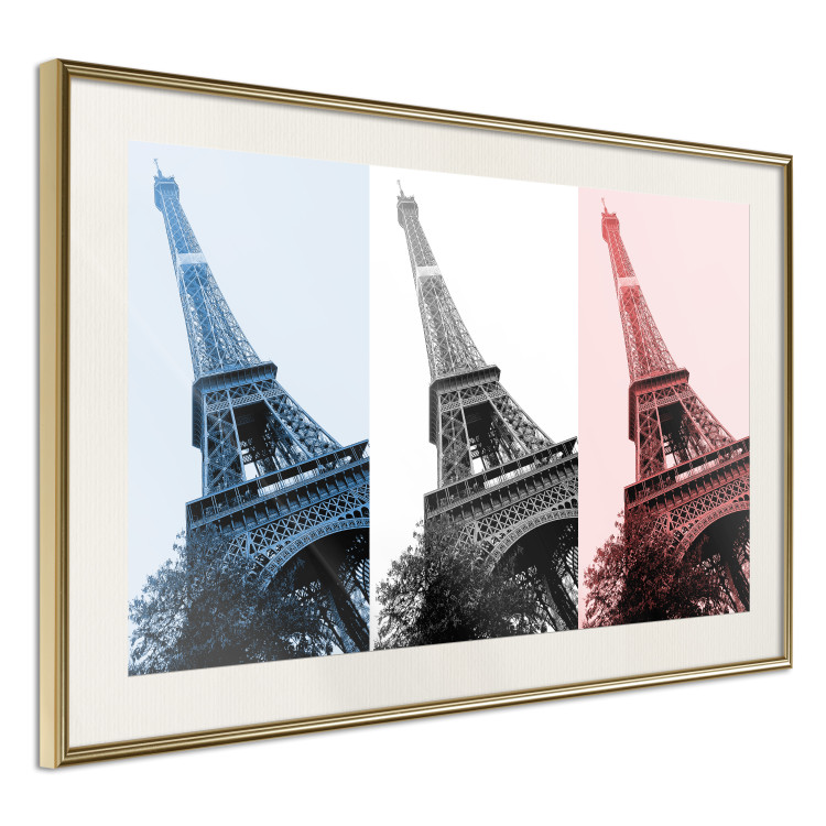 Plakat Paryski kolaż - trzy zdjęcia wieży Eiffla w narodowych barwach Francji 144799 additionalImage 6