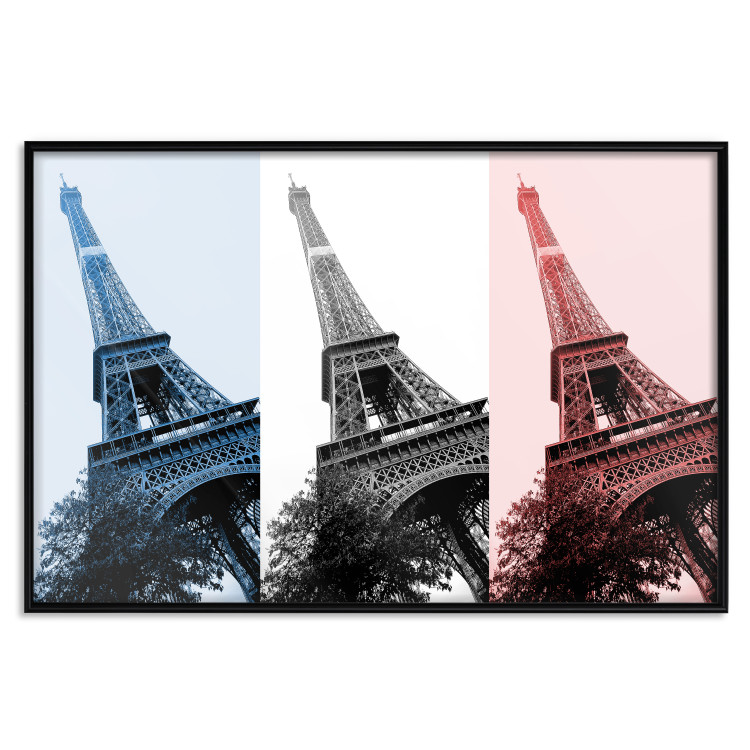 Plakat Paryski kolaż - trzy zdjęcia wieży Eiffla w narodowych barwach Francji 144799 additionalImage 21