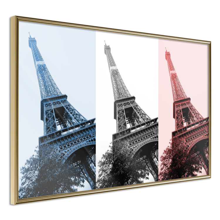 Plakat Paryski kolaż - trzy zdjęcia wieży Eiffla w narodowych barwach Francji 144799 additionalImage 3
