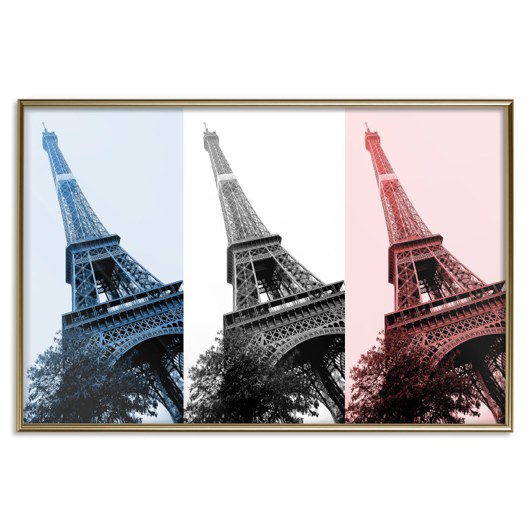 Plakat Paryski kolaż - trzy zdjęcia wieży Eiffla w narodowych barwach Francji 144799 additionalImage 22