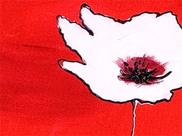 Obraz Maki w wazonach (1-częściowy) - bukiety kwiatów na żywym czerwonym tle 46599 additionalImage 2